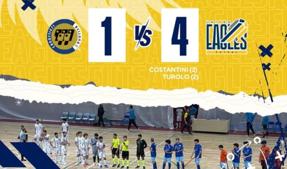 Festa grande Eagles Futsal: poker a domicilio al Canottieri Belluno e prima vittoria